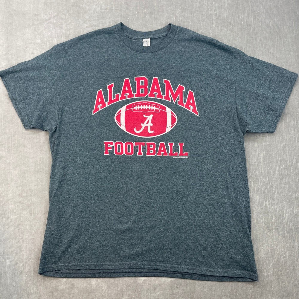 Alabama Crimson Tide Football Gildan Mens XL Gray T Shirt Short Sleeve Graphic